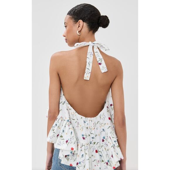 AZEEZA Winston White Floral Ruffle Poplin Halter Top WOmen's SIze Medium NWT - Picture 2 of 10